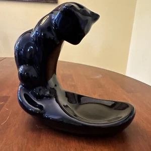 Vintage MCM Royal Haeger Keramik schwarze Katze Figuren Kerzenhalter Schmuck Tablett - Bild 1 von 10