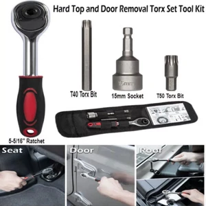 Hard Top and Door Removal Torx Set Tool Kit For 2007-2021 Jeep Wrangler JK JL - Foto 1 di 14