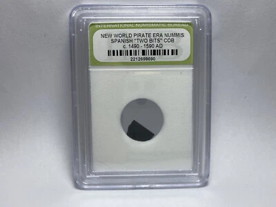 1490-1590 New World Pirate Era Nummis Spanish Two Bits Cob INB Sealed - Image 1 of 4