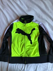 Kids Lime Green/Black Puma Long Sleeve Track Jacket Size 5 Very Nice!! - Picture 1 of 6