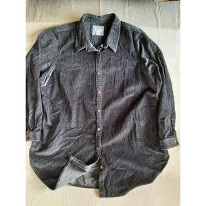 L. L Bean Women 3X Plus Corduroy Button Shirt Long Sleeve NavyBlue Pocket Cotton - Picture 1 of 9