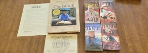 Charlton Heston Presents the Bible w/Endorsement Documents and all 4 VHS tapes - Picture 1 of 7