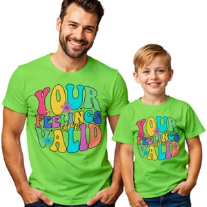 Men Kid Your Feelings Are Valid Mental Health Awareness T-Shirt Tee Anxiety #MHA - Picture 1 of 30