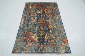 4 x 6 ft Blue Modern Bidjar Afghan Hand Knotted Wool Oriental Area Rug - Picture 1 of 14