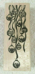 Christmas Rubber Stamp, Hanging Ornaments Ribbons, A Stamp In The Hand Co. - NEW - Picture 1 of 8
