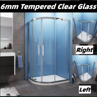 Quadrant Shower Enclosure Walk In Corner Cubicle 6 mm Glass Screen Door and Tray