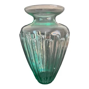 WHITE CRYSTAL MARKED MURANO VASE HAND MADE IN ITALY SEA FOAM GREEN - Picture 1 of 8