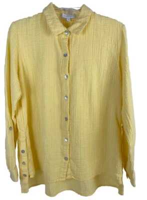 Top amarillo manga larga New Directions para mujer parte inferior alta/baja talla L aspecto arrugado Foto 1 de 4