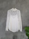 See By Chloe White Lace Turtleneck Sheer Blouse Sz 40