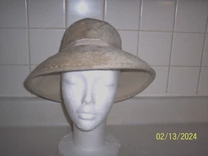 Vintage beige Velour breite Krempe Hut Laura Label 1950er Jahre Made in Westdeutschland - Bild 1 von 7
