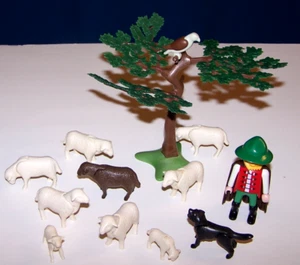 Vintage RAR Playmobil 3824 Bayerischer Schafhirte Schäfer Lämmer Hund Falkenbaum - Bild 1 von 5