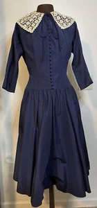 Vintage 1950s Maggi Stover Shirt Dress Size Medium-large 3/4 Sleeve Blue - Picture 1 of 14