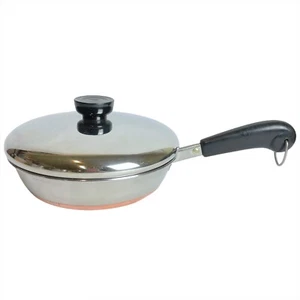Vintage Revere Ware 7 Inch Fry Pan Skillet Copper Bottom & Lid Clinton ILL USA - Picture 1 of 8