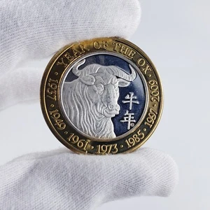 999 Fine Silver Bullion Round Coin Year Ox Blackhawk Casino Token Medal Colorado - Picture 1 of 4
