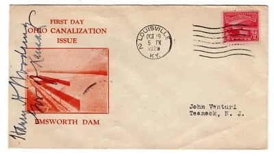 #681 Ohio River 1929 FDC -  Autographed Gov of Kansas - Roessler Planty #6 - Image 1 of 2