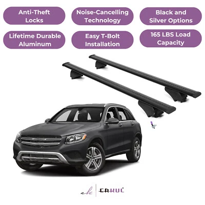 Поперечные дуги багажника на крышу ERKUL для Mercedes Benz GLC 2016-2022 — направляющие заподлицо — черные - Изображение 1 из 4