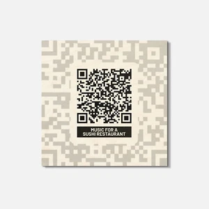 Musik für ein Sushi Restaurant QR-Code 4"" x 4"" quadratischer Holzuntersetzer - Bild 1 von 3