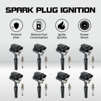 8 Ignition Coil +8 Spark Plug for Jaguar Vanden Plas XJ8 XJR XK8 XKR 99-03 UF415 Foto 1 de 4
