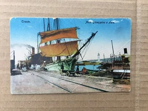 VECCHIA CARTOLINA TRIESTE MOLO GIUSEPPINO E FARO OLD POSTCARD - Picture 1 of 2