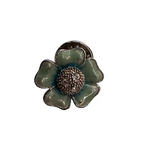 Vintage Floral Enamel Lapel Pin Flower Dual Clutch Back Brooch Blue Retro a - Picture 1 of 8