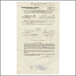 Rory Storm Signed 1963 Performance Contract (UK) - Picture 1 of 1