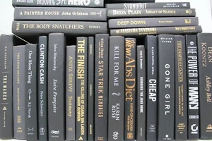 6 BLACK Hardcover Books for Decor, Staging, Props Gold Silver Copper Lettering - Imagen 1 de 3