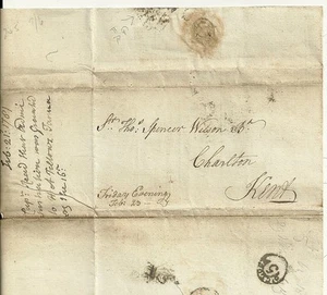 1781 PENNY POST PAID LONDON GENERAL OFFICE? TO SPENCER WILSON + CADE RECEIVER - Picture 1 of 2