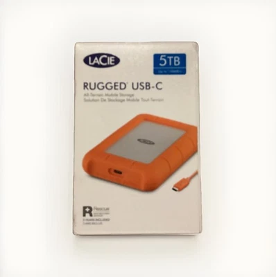 LaCie Seagate STFR5000800 Rugged USB-C Portable Drive 5 TB Hard Drive - Orange - Image 1 of 4