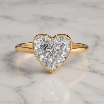 5.00Ct Heart-Cut G/VS1 Lab Grown Diamond Bezel Engagement Ring 14k Yellow Gold - Image 1 of 4