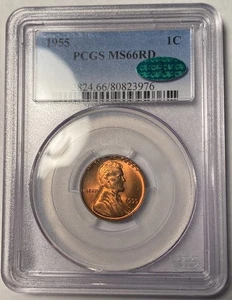 Lincoln Wheat Cent 1955 P graduación profesional MS66RD CAC - Imagen 1 de 4