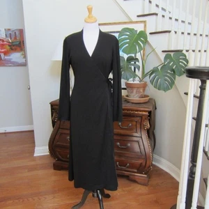 Jones New York Black Wool Blend True Wrap Sweater Dress size M - Picture 1 of 7