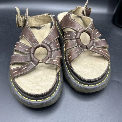 Sandalias Dr Martens Air Cushion Cuero Marrón Gruesas Plataforma Hebilla Mujer Foto 1 de 4