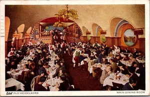 Postal interior restaurante Eitel Old Heidelberg Chicago, Illinois IL c1940 - Imagen 1 de 2