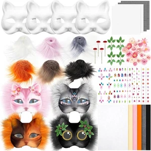 DIY Therian Cat Mask Kit, Blank Cat Mask with Felt & Fur Accessories for Cosplay - Picture 1 of 23