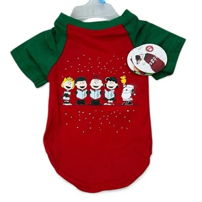 Camisa Peanuts Charlie Marrón Mascota Talla Mediana Nueva con Etiquetas Perro Cachorro Vacaciones Roja Navidad Foto 1 de 4