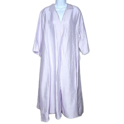 SELECCIÓN POR ULLA POPKEN - MUJER Talla Vestido caftán púrpura mezcla lino 20 Foto 1 de 4