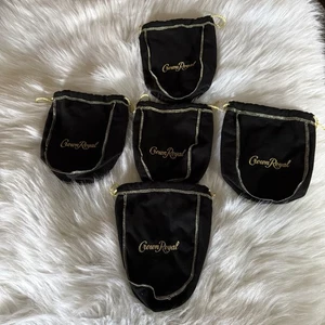 Crown Royal Black Velvet Bags Set Of Five DrawString New - Picture 1 of 6