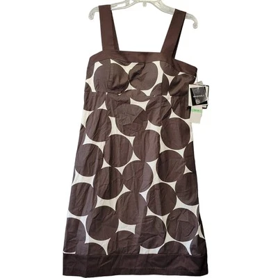 R&K Petites Brown Mini Dress Stretch Polka Dot Sleeveless NEW $60 Women's Size 8 - Image 1 of 4