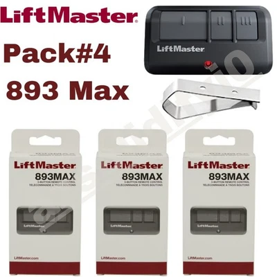 893MAX 3 Button LiftMaster Visor Remote Control Garage Door Opener Pack # 4 - Image 1 of 4