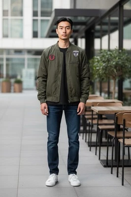 Chaqueta de bombardero Express verde oliva para hombre cortavientos parche militar talla extra grande Foto 1 de 4