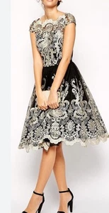 Chi Chi London Black Beige Lace Dress Size 8 (A) - Picture 1 of 17