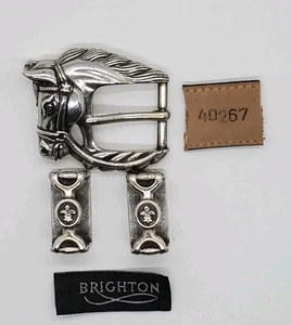 Brighton Silvertone Embellished Horse Head Western Boho Belt Buckle and Loop set - Picture 1 of 3