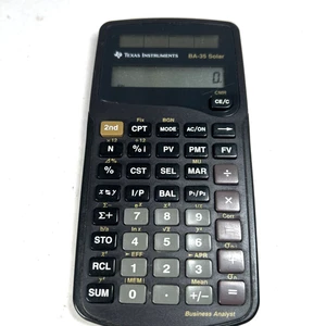 Texas Instruments BA-35 Solar Business Analyst Calculator With Cover Working  - Picture 1 of 5