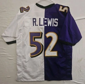 Ray Lewis Baltimore Ravens #52 handsigniertes NFL Trikot Split lila/weiß JSA - Bild 1 von 6
