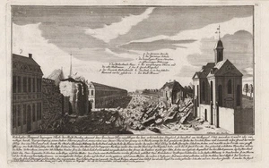 Berlin Spandauer Straße Explosion Pulverturm engraving Schleuen Kupferstich 1780 - Picture 1 of 1