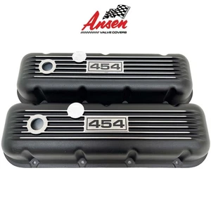 Big Block Chevy 454 Valve Covers, Classic Finned - Black - Ansen USA - Picture 1 of 6