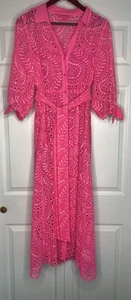 Vestido Lilly Pulitzer Amrita Midi 8 Rosa Claro Ojales Camisa Cinturón - Imagen 1 de 20