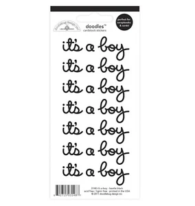 DISEÑO DOODLEBUG - GARABATOS - PEGATINAS CARTULINA - IT'S A BOY - 6.5" X 3" - NEGRO - Imagen 1 de 1