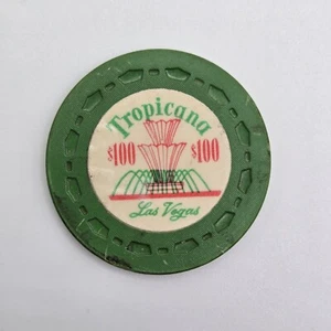 $100 TROPICANA CASINO - T.R. King & Co. Las Vegas Fountain Vintage Souvenir Chip - Picture 1 of 6