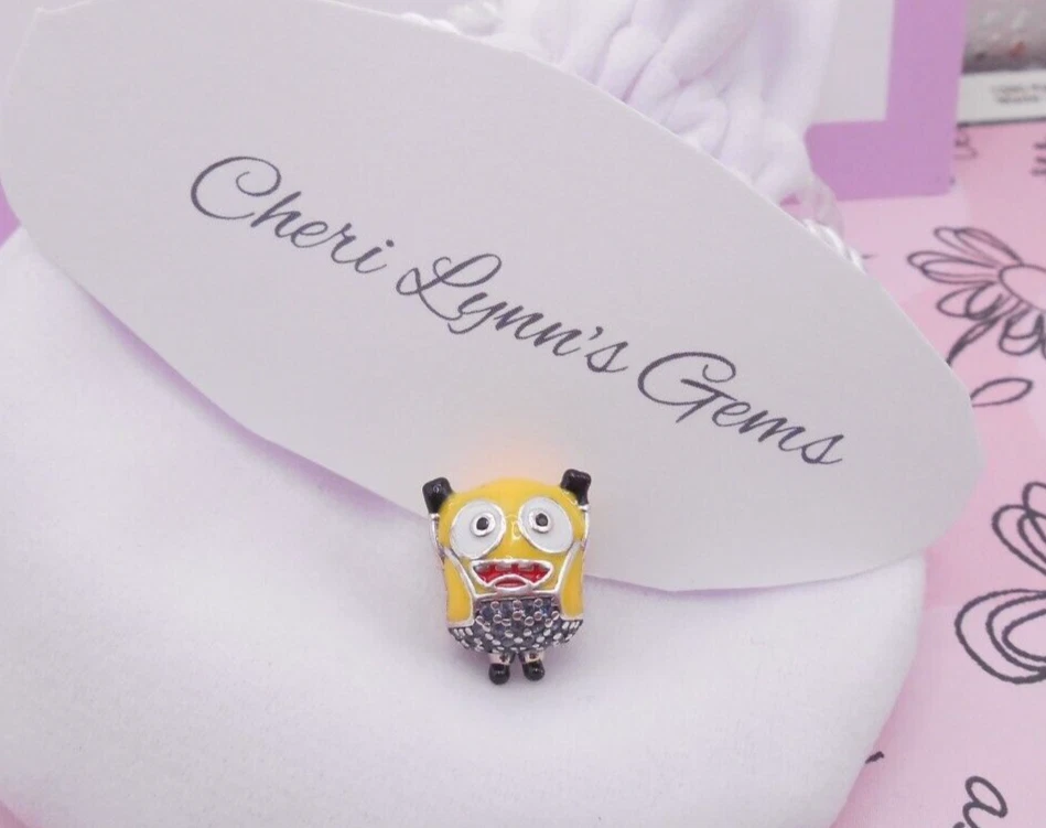 纯银水晶 MINIONS BOB DESPICABLE ME 手镯小饰品珠子和口袋! — 第 1/4 张图片